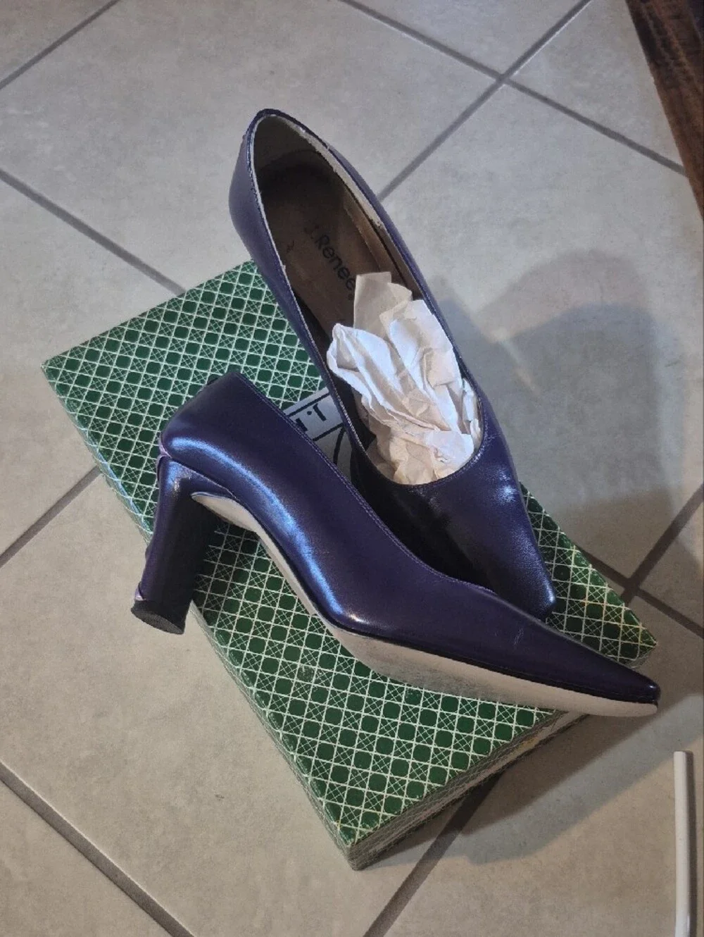 J.Renee Women's Shimmery Purple Square-Toe Pumps